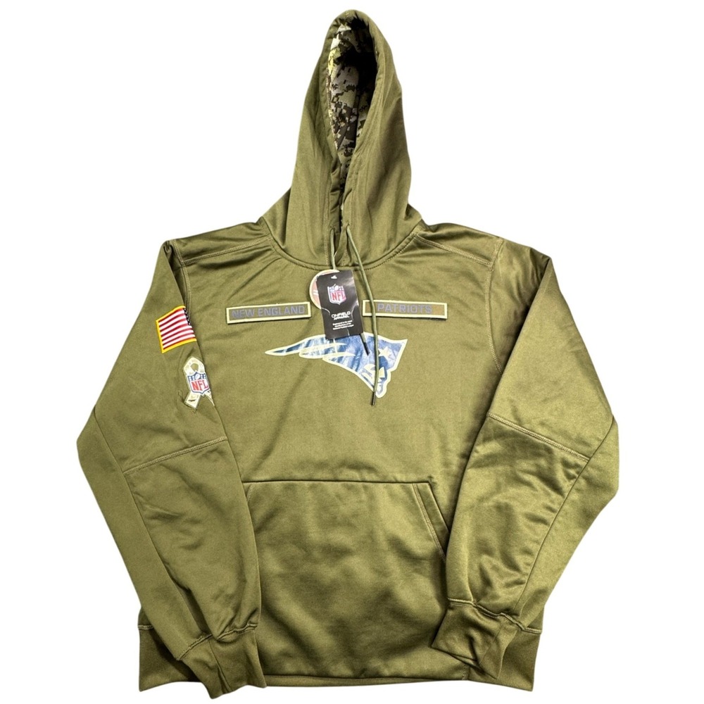 NWT New England‎ Patriots Nike Hoodie Mens S Green Salute To Service